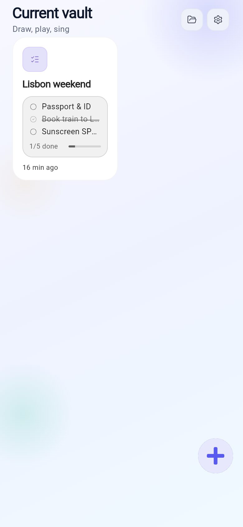 Real DoNote screenshot: home screen with the checklist in progress